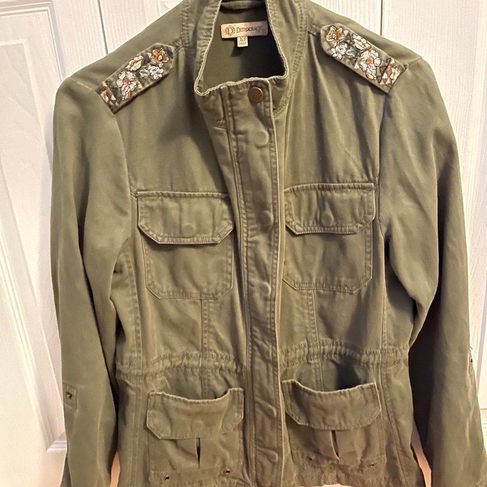 Womens Democracy green utility jacket